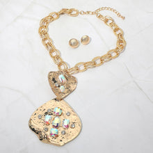 Load image into Gallery viewer, Sensibling Corp. - Bold Stone Embellished Abstract Pendant Chunky Chain Statement Necklace: Gold,Multi