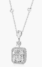 Load image into Gallery viewer, Diamond Veneer Travel Jewelry - Radiant Diamond Veneer Cubic Zirconia halo Pendant Necklace. 800P101: Clear / 5CT(12x9mm)