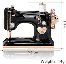 Load image into Gallery viewer, Magnifique Hearts - Vintage Styled Sewing Machine Brooch – Black & Gold