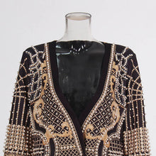 Load image into Gallery viewer, Productseeker - CT95 Beaded V-Neck Long-Sleeve Trench Coat for Women: Color as pictures / English / S