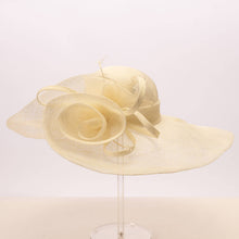 Load image into Gallery viewer, KaKyCo - Rose Veil Trim Off Face Floppy Sinamay Hats | 117145: YELLOW