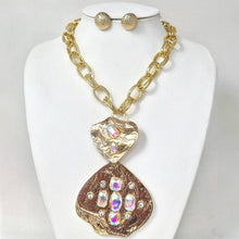 Load image into Gallery viewer, Sensibling Corp. - Bold Stone Embellished Abstract Pendant Chunky Chain Statement Necklace: AB,Gold