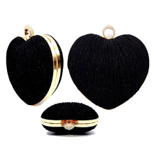 Load image into Gallery viewer, Diacly - Glitter Mesh Cover Heart Clutch Bag: Gold