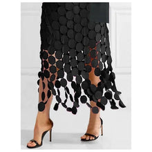 Load image into Gallery viewer, Sheer Trend - Loose Hollow Polka-Dot Solid Color Skirts Bottoms: BLACK / M