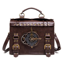 Load image into Gallery viewer, ACCITY - RETRO CLOCK DECORATIVE PUNK SHOULDER BAG_CWAB0629: COFFEE / (OS) 1