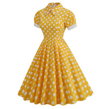 Load image into Gallery viewer, SALINA TRADING INC - Vintage Dotted A-Line Dress With Peter Pan Collar: Light Blue with White Dots / M