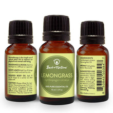 Load image into Gallery viewer, Best of Nature - Lemongrass Essential Oil, 100% Pure - 15ml / 100ml: 1/2 oz