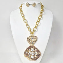 Load image into Gallery viewer, Sensibling Corp. - Bold Stone Embellished Abstract Pendant Chunky Chain Statement Necklace: AB,Gold