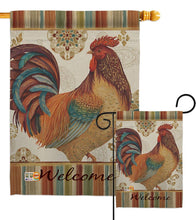 Load image into Gallery viewer, Two Group Flag Co - Welcome Rooster Animals Barnyard Animal Primitive Decor Flag: Double Sided-Thick Fabric / House Flag 28" x 40" Only