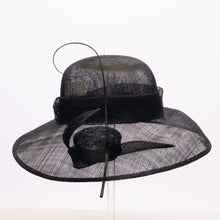 Load image into Gallery viewer, KaKyCo - Asymmetric brim w/round crown sinamay hat fascinator |125057: Olive Green