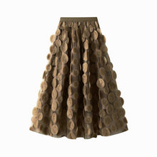 Load image into Gallery viewer, ACCITY - 3D Polka Dot Tulle A-Line Flared Midi Skirt_CWBMS0379: Black / (OS) 1