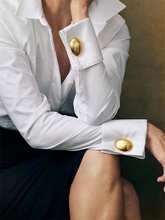 Load image into Gallery viewer, Sheer Trend - Long Sleeves Loose Buttoned Solid Color Lapel Blouses&Shirts Tops: BLACK / M