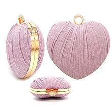 Load image into Gallery viewer, Diacly - Glitter Mesh Cover Heart Clutch Bag: Pink