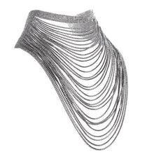 Load image into Gallery viewer, Western Fashion - Choker Rhinestone, 30 Lines, Drape: Silver