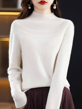 Load image into Gallery viewer, VividLux - Office Raglan Sleeve Hollow Solid Color High-Neck Sweater Tops: ORANGE / M