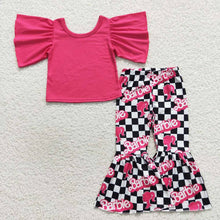 Load image into Gallery viewer, Aier Wholesale - Baby Girls Pink Flutter Sleeve Top Doll Bell Pants Clothes S: 5-6T