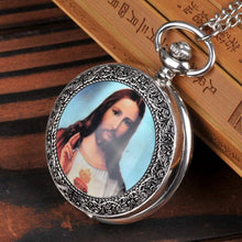 Load image into Gallery viewer, WoodWristCo - Large Silver Vintage Jesus Pocket Watch