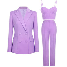 Load image into Gallery viewer, Productseeker - SET062 Elegant Women’s Suit Set: Blazer, Bra Top, & Pants: Rose Red / English / M