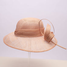 Load image into Gallery viewer, KaKyCo - Asymmetric brim w/round crown sinamay hat fascinator |125057: Olive Green