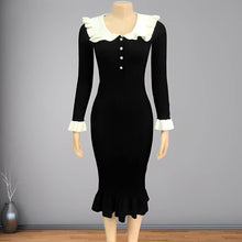 Load image into Gallery viewer, Rosa Clothing - Vintage Ruffled Panelled Sweater Dress: White / S