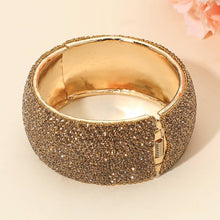 Load image into Gallery viewer, Sensibling Corp. - Wide Rhinestone Pearl Paved Hinged Evening Bangle Bracelet: Gold,Siam