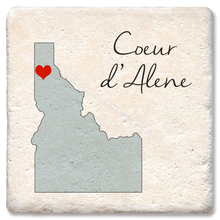 Load image into Gallery viewer, Tipsy Coasters & Gifts - Custom Love Your Town State Silhouette Heart Coaster: Ceramic