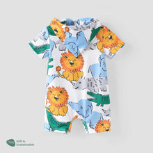 Load image into Gallery viewer, PatPat - Baby Unisex 2pcs Naia Lion Romper & Bib Set: Yellow / Baby Boy: 0-3M