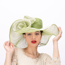Load image into Gallery viewer, KaKyCo - Double Layer Of Sinamay Floppy Hat | 122131: Olive/Ivory