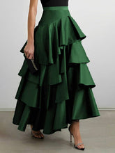 Load image into Gallery viewer, FurDecoration - Chic A-Line High-Waisted Ruffle Solid Color Skirt: NAVY BLUE / XL