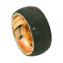 Load image into Gallery viewer, Sensibling Corp. - Wide Rhinestone Pearl Paved Hinged Evening Bangle Bracelet: Gold,Green