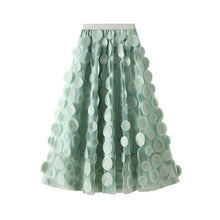 Load image into Gallery viewer, ACCITY - 3D Polka Dot Tulle A-Line Flared Midi Skirt_CWBMS0379: Black / (OS) 1