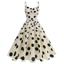 Load image into Gallery viewer, SALINA TRADING INC - Vintage French Polka Dot Tie Back Sleeveless Dress: Cream with Black Dots / S
