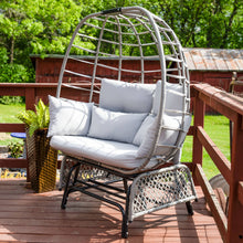 Load image into Gallery viewer, Sunnydaze Decor - Double Egg Chair Glider with Cushions and Pillows - Gray