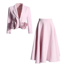 Load image into Gallery viewer, Productseeker - SET107 Rose Blazer & Pleated Skirt Set: Pink / English / L