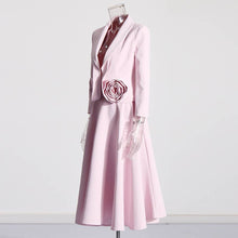 Load image into Gallery viewer, Productseeker - SET107 Rose Blazer & Pleated Skirt Set: Pink / English / L