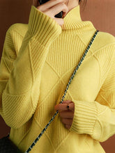 Load image into Gallery viewer, ShieldChic - Loose Rhombus Solid Color High-Neck Sweater Tops: CAMEL / M