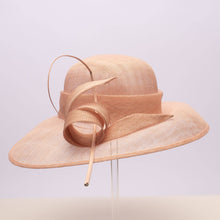 Load image into Gallery viewer, KaKyCo - Asymmetric brim w/round crown sinamay hat fascinator |125057: Olive Green