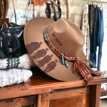 Load image into Gallery viewer, Wild Indigo - Say When Tombstone Western Cowboy Burned Hat Custom Hat: Navy / Vegan Suede Rancher