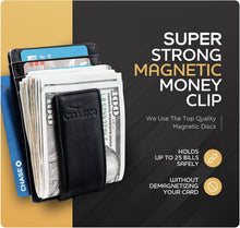 Load image into Gallery viewer, Claasico - Money Clip Leather Wallet For Men: Black Smooth Leather