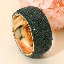 Load image into Gallery viewer, Sensibling Corp. - Wide Rhinestone Pearl Paved Hinged Evening Bangle Bracelet: Gold,Lt Col Topaz