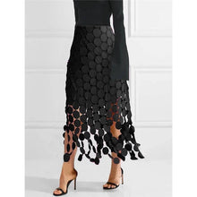 Load image into Gallery viewer, Sheer Trend - Loose Hollow Polka-Dot Solid Color Skirts Bottoms: BLACK / S