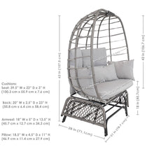 Load image into Gallery viewer, Sunnydaze Decor - Double Egg Chair Glider with Cushions and Pillows - Gray
