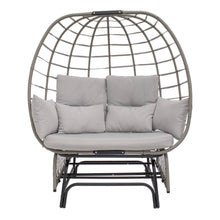 Load image into Gallery viewer, Sunnydaze Decor - Double Egg Chair Glider with Cushions and Pillows - Gray