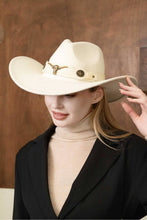 Load image into Gallery viewer, anbfashion - METAL BULL ACCENT FEDORA COWBOY HAT H3359: Camel