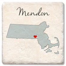 Load image into Gallery viewer, Tipsy Coasters & Gifts - Custom Love Your Town State Silhouette Heart Coaster: Ceramic
