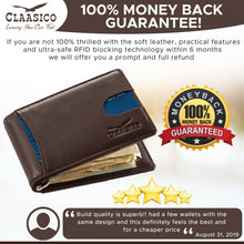 Load image into Gallery viewer, Claasico - Small bifold leather money clip wallet with pull strap: Black