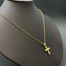 Load image into Gallery viewer, Mio Queena - 18K Gold Plated Stainless Steel Cross Charm Necklace - FGS: Steel color