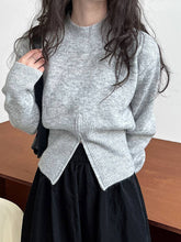 Load image into Gallery viewer, VividLux - Crew Neck Pullover Zipper Design Short Sweater: Grey / One size