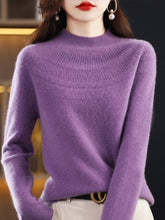 Load image into Gallery viewer, VividLux - Office Raglan Sleeve Hollow Solid Color High-Neck Sweater Tops: ORANGE / M
