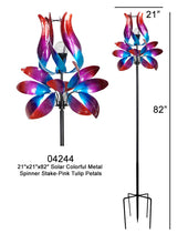 Load image into Gallery viewer, Continental Art Center - Solar Colorful Metal Wind Spinner Stake-Pink Tulip Petals
